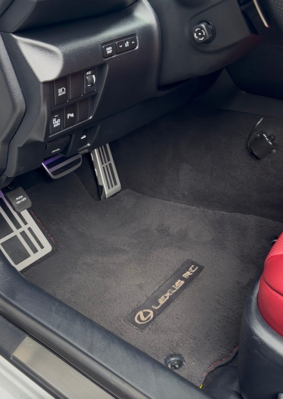 Lexus RC footwell after detail
